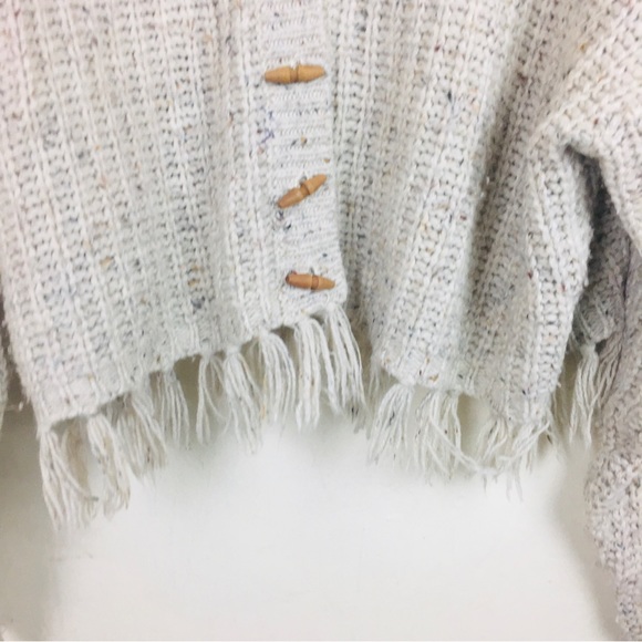 Wool Drop Shoulder Pullover Fuzzy Autumn Warm Cardigan Open Front Fringe Tassel - Picture 10 of 12